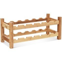 2-Tier 12 Bottles Bamboo Storage Shelf Wine Rack
