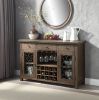 Raphaela Server w/Cup Holder &amp; Wine Rack in Weathered Cherry Finish DN00983
