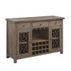Raphaela Server w/Cup Holder &amp; Wine Rack in Weathered Cherry Finish DN00983