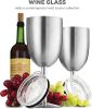 Premium Grade 18/8 Stainless Steel Wineglasses 12 Oz. Double-Walled Insulated Unbreakable Goblets (Set of 2) Stemmed Wineglass BPA-Free Leak-Resistant