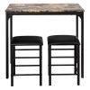 3 PCS Counter Height Dining Set Faux Marble Table 2 Chairs Kitchen Bar Furniture