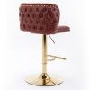 A&A Furniture,Swivel Barstools Adjusatble Seat Height, Modern PU Upholstered Bar Stools with the whole Back Tufted, for Home Pub and Kitchen Island(Wi