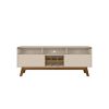 Manhattan Comfort Camberly 62.99 TV Stand with 5 Shelves and Wine Storage in Off White and Cinnamon