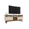 Manhattan Comfort Camberly 62.99 TV Stand with 5 Shelves and Wine Storage in Off White and Cinnamon