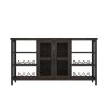 Wine Bar Cabinet for Liquor and Glasses, Rustic Wood Wine Bar Cabinet with Storage , Multifunctional Floor Wine Cabinet for Living Room(55 Inch, Black