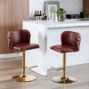 A&A Furniture,Swivel Barstools Adjusatble Seat Height, Modern PU Upholstered Bar Stools with the whole Back Tufted, for Home Pub and Kitchen Island(Wi