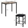 3 PCS Counter Height Dining Set Faux Marble Table 2 Chairs Kitchen Bar Furniture